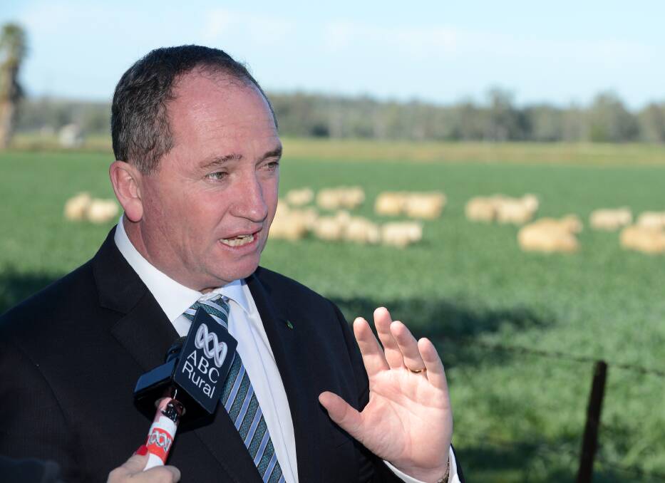 HERE FOR THE TAKING: New England federal MP Barnaby Joyce speaking to media about the government’s drought relief package in Tamworth on Thursday. Photo: Barry Smith 170414BSA03