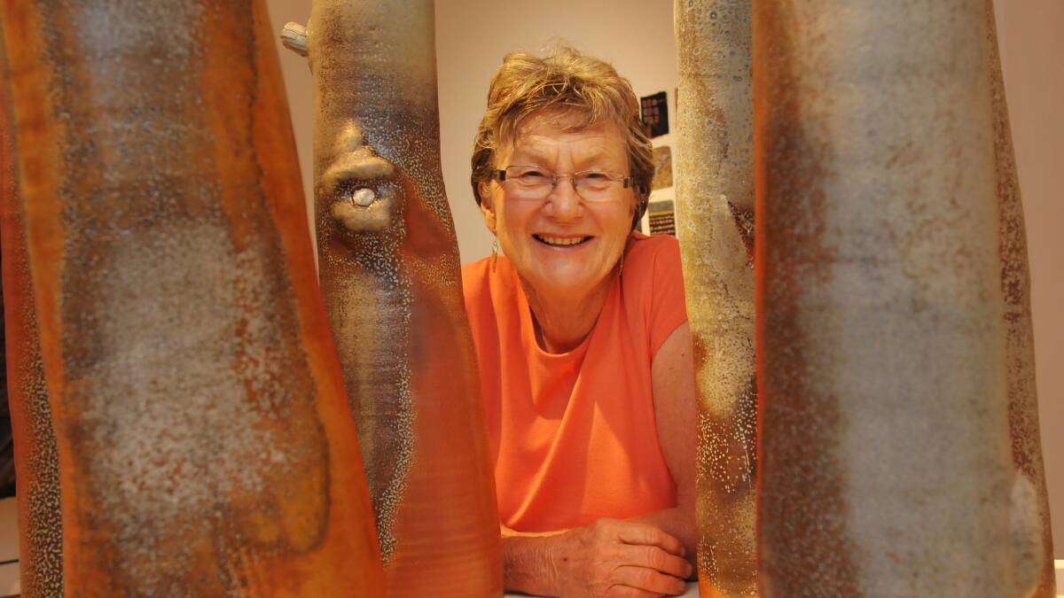 MAKING A STATEMENT: Former Tamworth woman Maryke Henderson is enjoying her first exhibition at the Tamworth Regional Gallery. Photo: Geoff O’Neill 210314GOC01