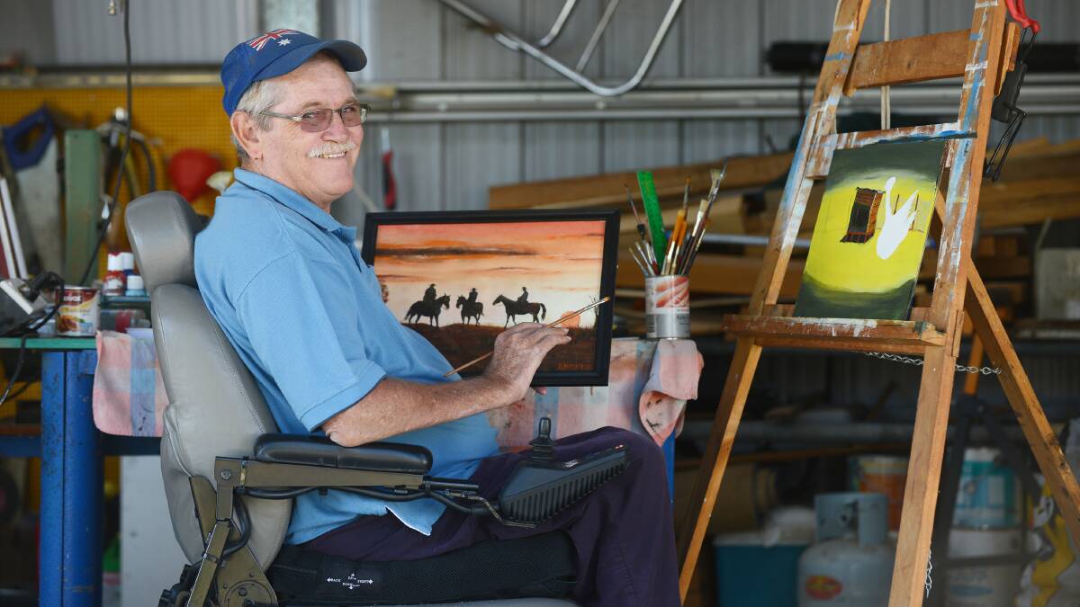 PAINTING PASSION: Bob McGuffog paints the rural world from his wheelchair in Westdale. Photo: Barry Smith 050314BSB03