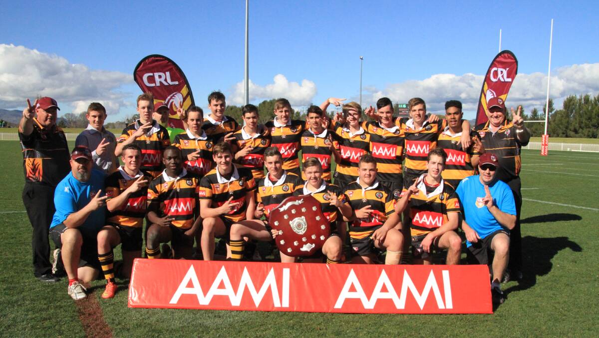 The Greater Northern U16 Tigers celebrate their Country Championship triumph at Mudgee on Saturday.