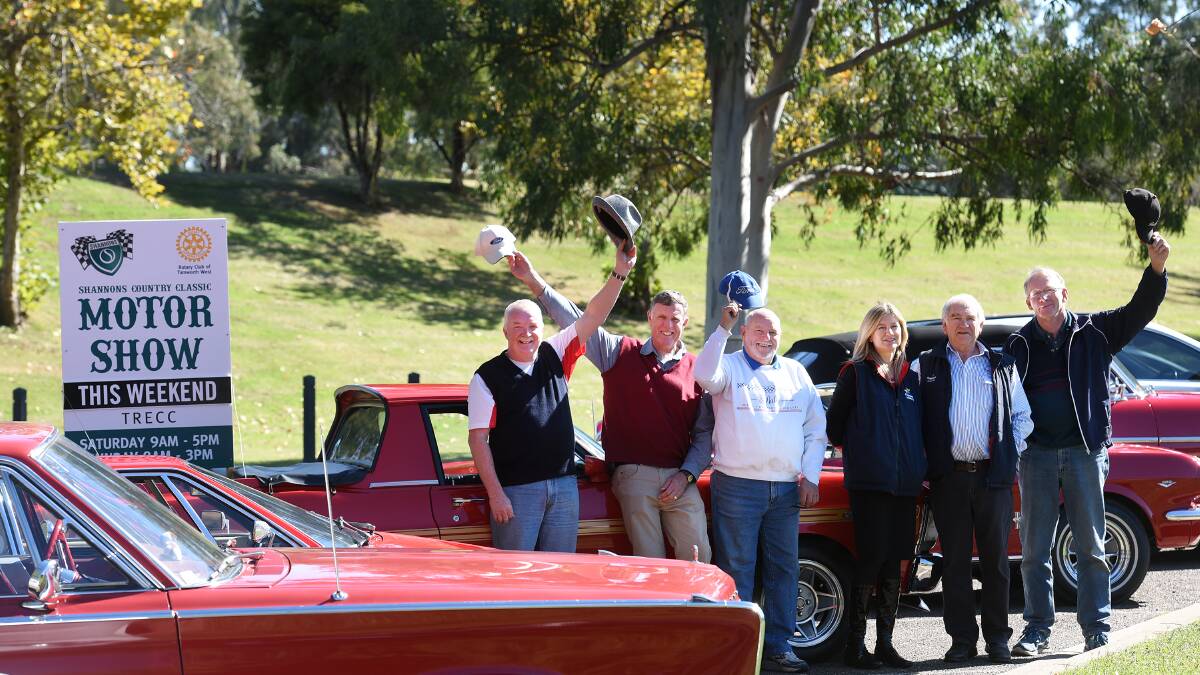 ALL SYSTEMS GO: Some of the entries in this year’s Tamworth Classic Motor Show were in Peel St yesterday. Pictured before the ‘Peelies’ were, from left, Michael Jeanes, Neville Evans, Dave Parker, Annie Pullman, Roderick Wyllie and Barry Smith. Photo: Gareth Gardner 140515GGA01