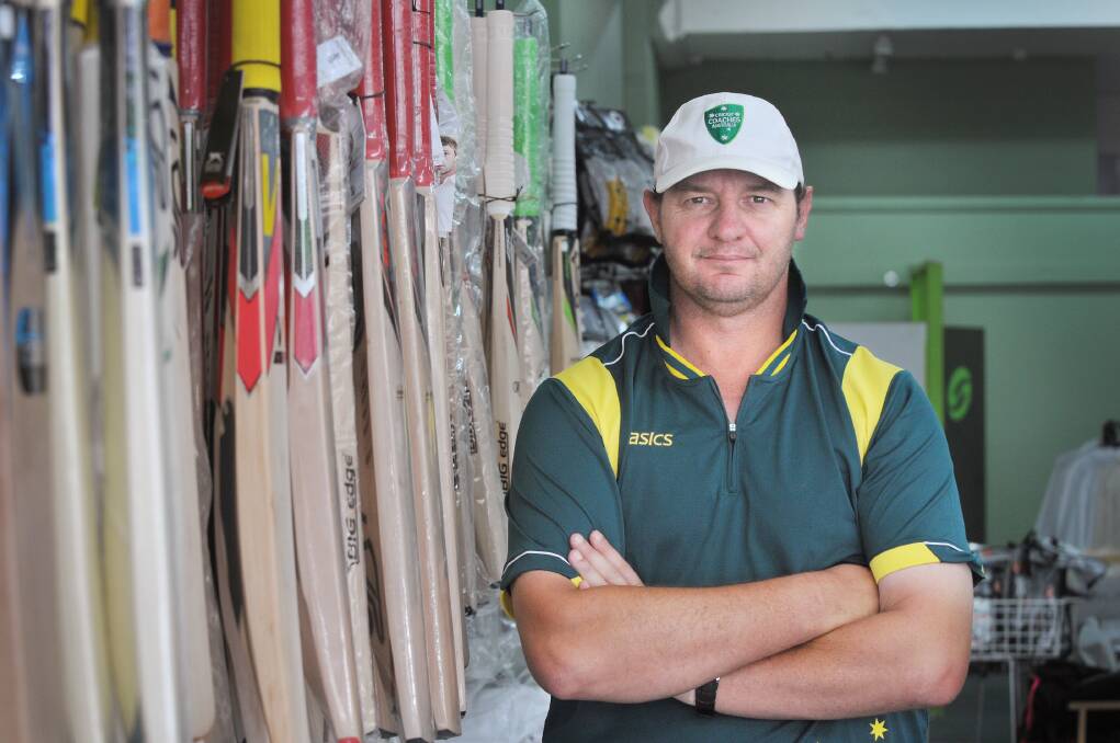 Jeff Cook at his Struddy Sports store in Tamworth. He is   preparing for the Imparja Cup by having a hit with Cardiff in  Newcastle this weekend. Photo: Gareth Gardner  191114GGB02