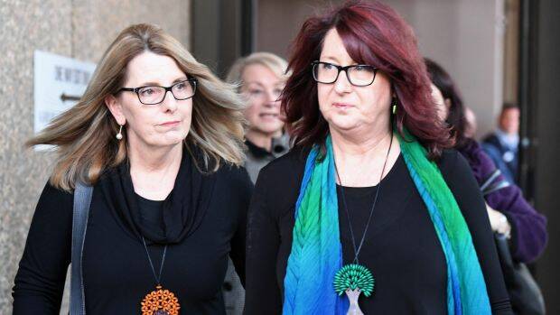 Glen Turner's widow Alison McKenzie, left, and his sister Fran Pearce, outside court on Thursday. Photo: Peter Rae