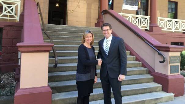 Walcha mayor Janelle Archdale with Tamworth MP Kevin Anderson in Sydney on Thursday.