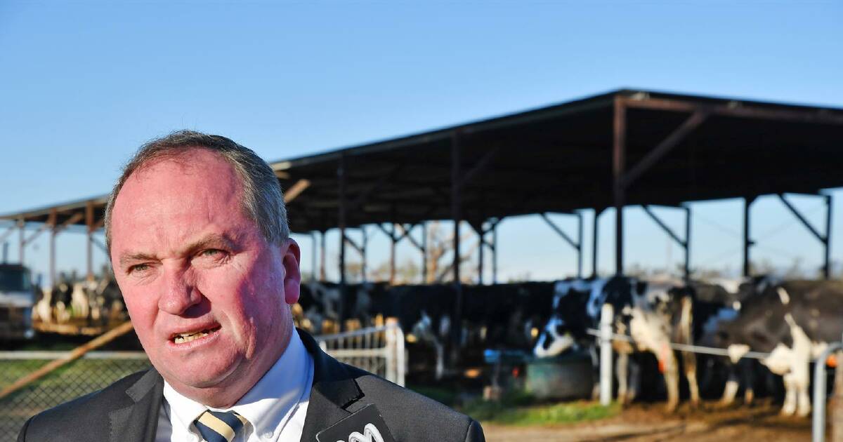 Barnaby Joyce, in Tamworth on Tuesday making a federal government dairy industry support package announcement. Pic: Barry Smith