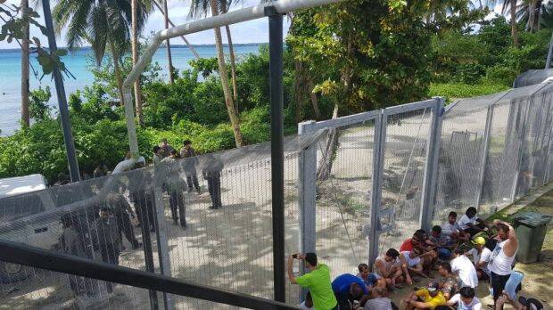 Refugees at the Manus Island regional processing centre protesting earlier this month.  Photo: Supplied
