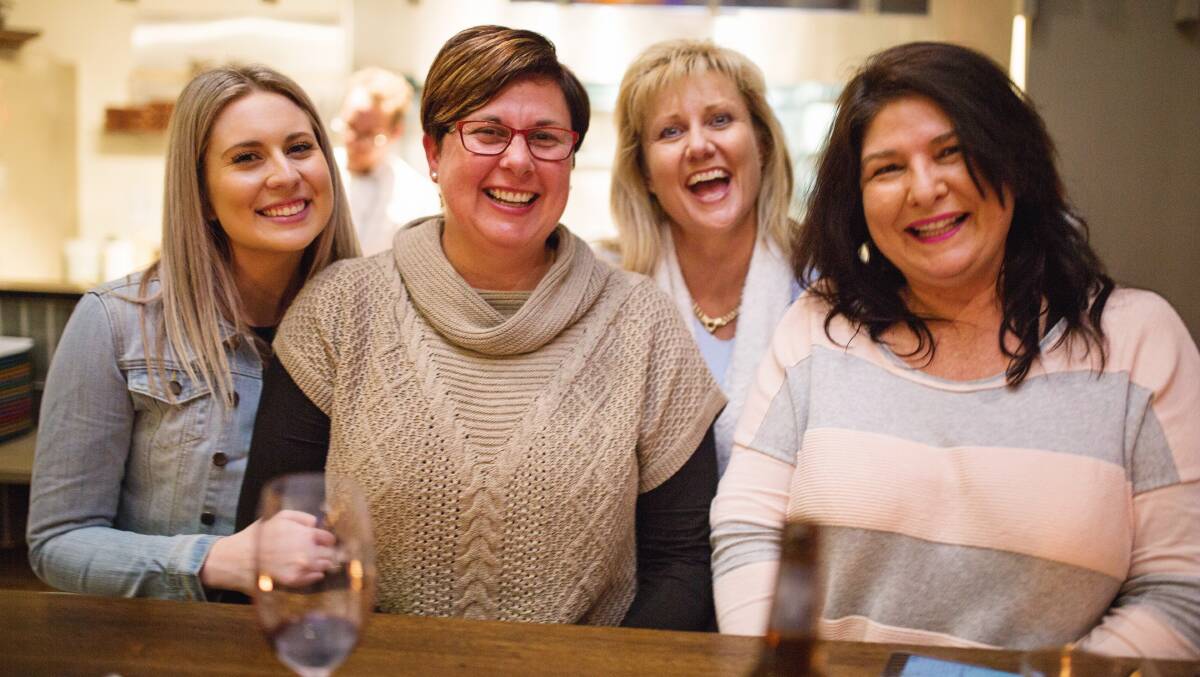 From left, Annabelle Stier, Sally Martin, Carolyn Stier and Cheryl Byrnes enjoy a laugh. Photos: Katrina Burgoyne