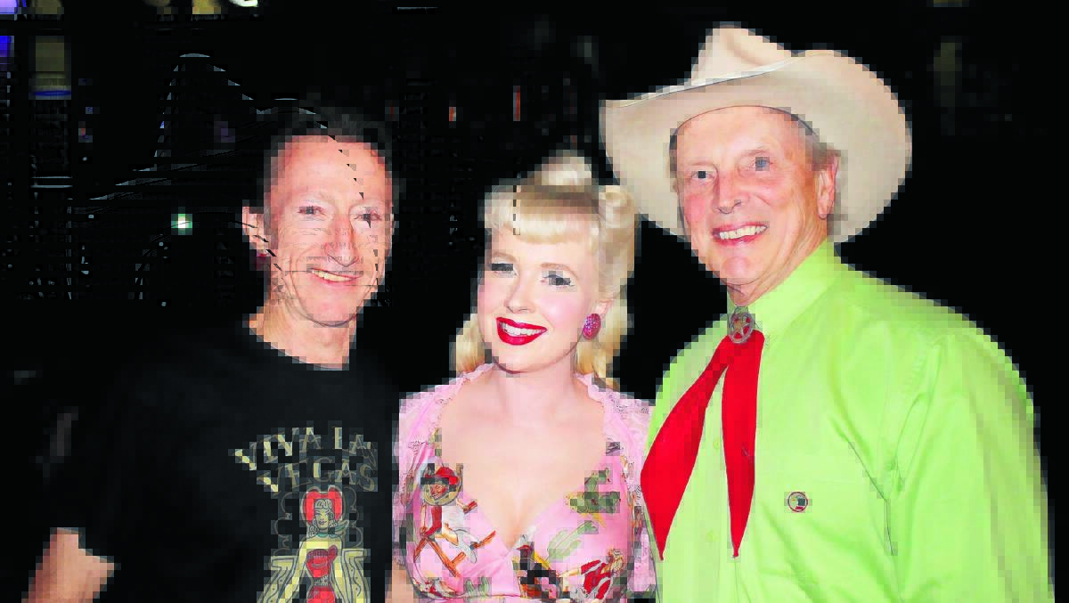 COOLEST CROONER: Lawrie and Shelley with Ranger Doug Green at 3rd and Lindsley in Nashville.