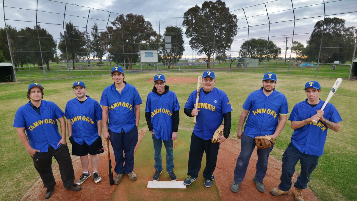 Pitching in for Tamworth are (from left) Scott Hurn, Brock Ridgewell, Nathan Handsaker, Craig Lee (manager), Jeremy Bird, Ryan Handsaker and Aiden Lee.  Photo: Barry Smith 080616BSF02