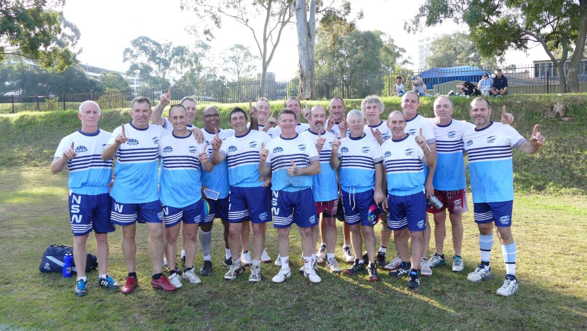 Tamworth’s Over 50 Oztag State Of Origin winners are national championship-bound (from left) Milton Doyle, Jock Stier, Michael Gould, Dick McKinnon, Harry Cutmore, Scott Fitzgerald, Peter Resch, Darren Barton, Peter Toole, Anthony ‘Oscar’ Leonard, Tony Wheeldon, Peter Thomas, Garth Pennefather, Gary Johns, Richard Rowlings, Manuel Salvador, Chad Sinclair. Absent Bruce Stanford.