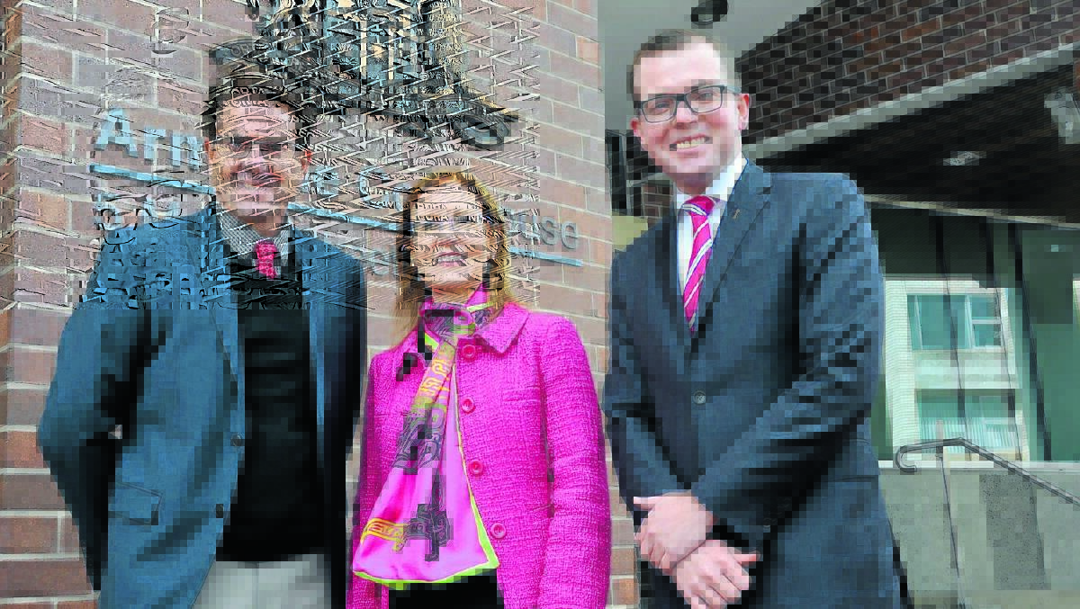 JUDGES FOR THE BUSH: Member for Tamworth Kevin Anderson, Attorney-General Gabrielle Upton and Member for Northern Tablelands Adam Marshall all smiles following the announcement of a permanent District Court Judge for New England. Photo: Dannielle Maguire