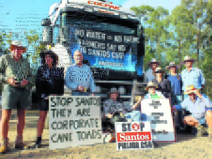 DEFIANT ACT: Kim Revell and her supporters at yesterday’s protest against coal seam gas.