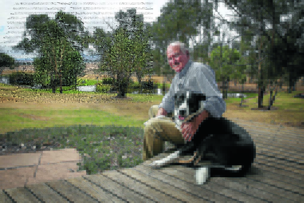 Independent candidate for New England Tony Windsor and his dog Mack, at his Werris Creek home. Photo: Alex Ellinghausen