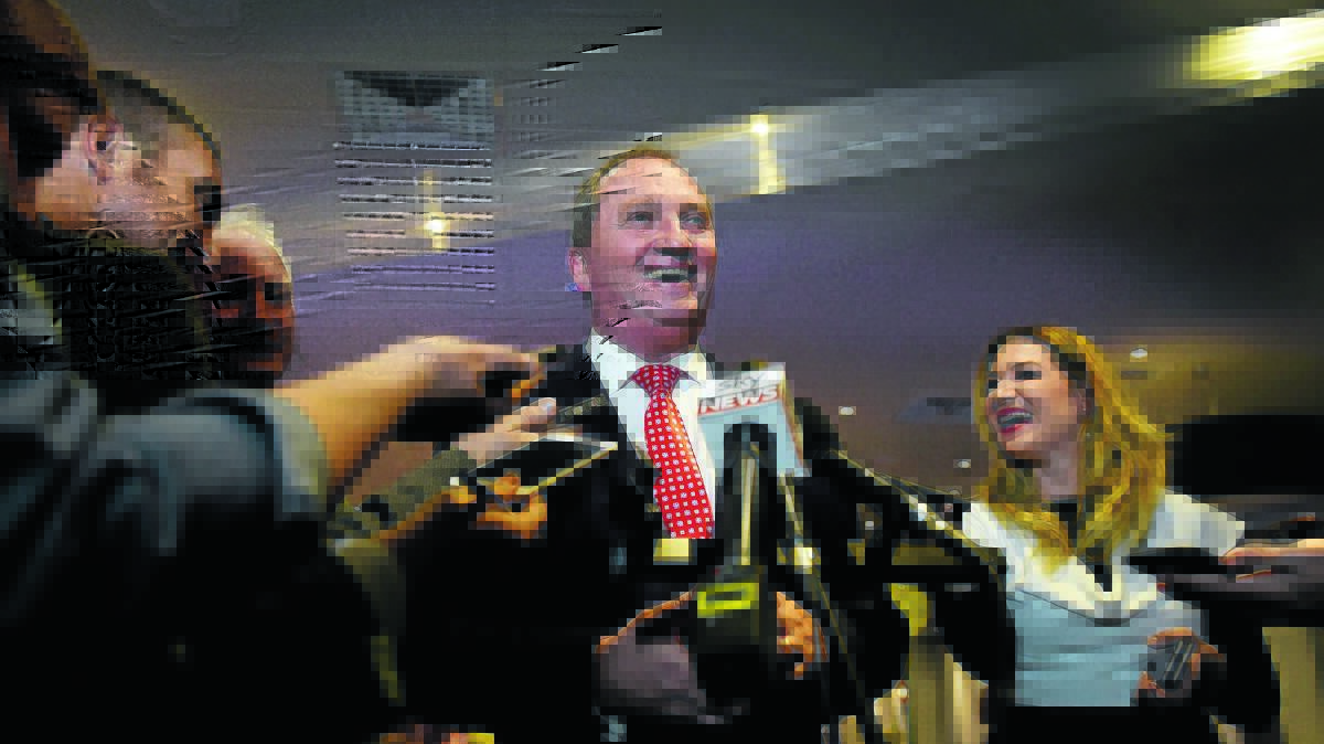 VICTORY SPEECH: Barnaby Joyce says he’s humbled by the voters’ confidence. Photo: Gareth Gardner 020716GGB20