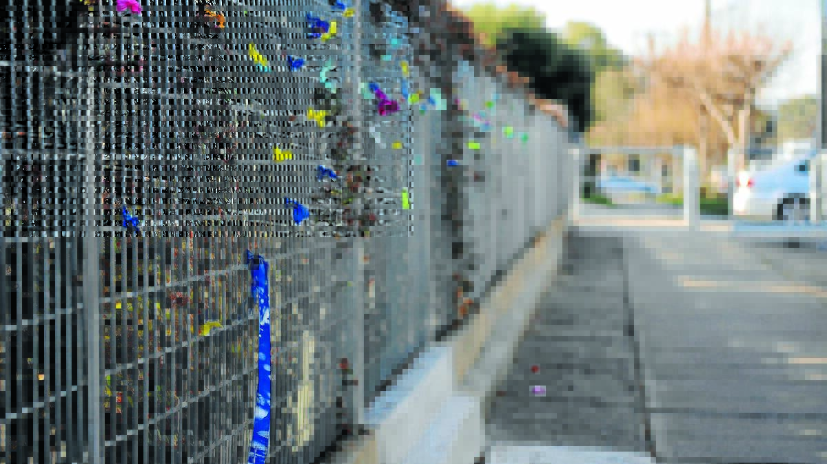 HACKED OFF: All that remains of the ribbons on the old fence of Ben Venue Public School. Photo: Dannielle Maguire