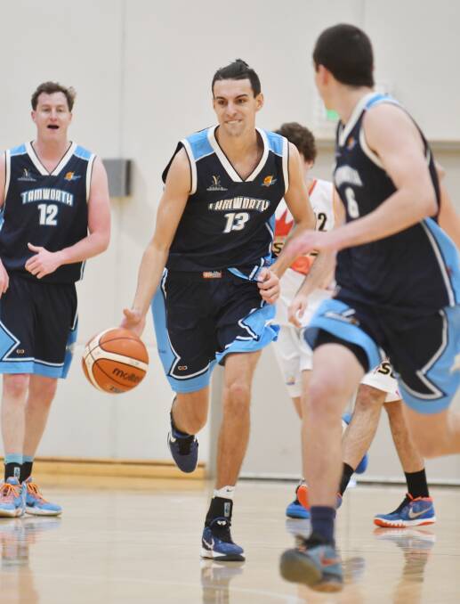 Rhys Chillingworth drives up the court for the Thunderbolts against Coffs Harbour last month. The Thunderbolts take on  Newcastle Hunters tonight in a top of the table battle. Photo: Barry Smith 260616BSD26