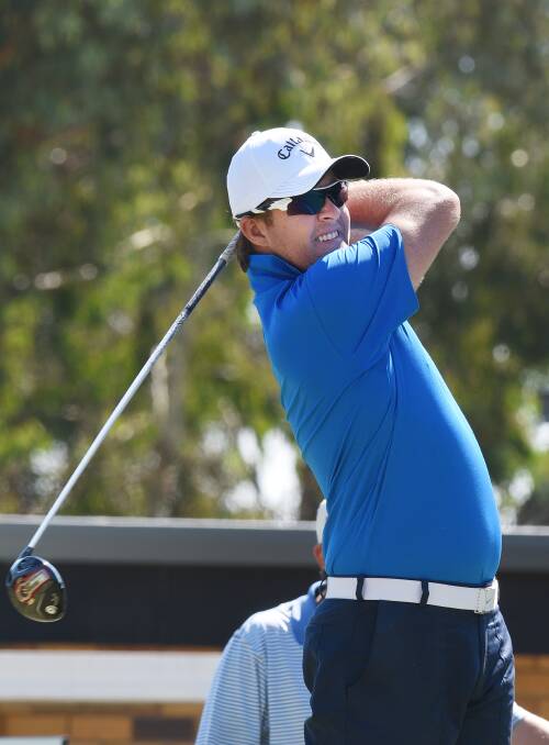 Luke Streater tees off in the Easter Open at Tamworth earlier this year. Tomorrow he’ll be teeing it up in the Central North District Golf  Championships and chasing an eighth title. Photo: Gareth Gardner 260316GGA01