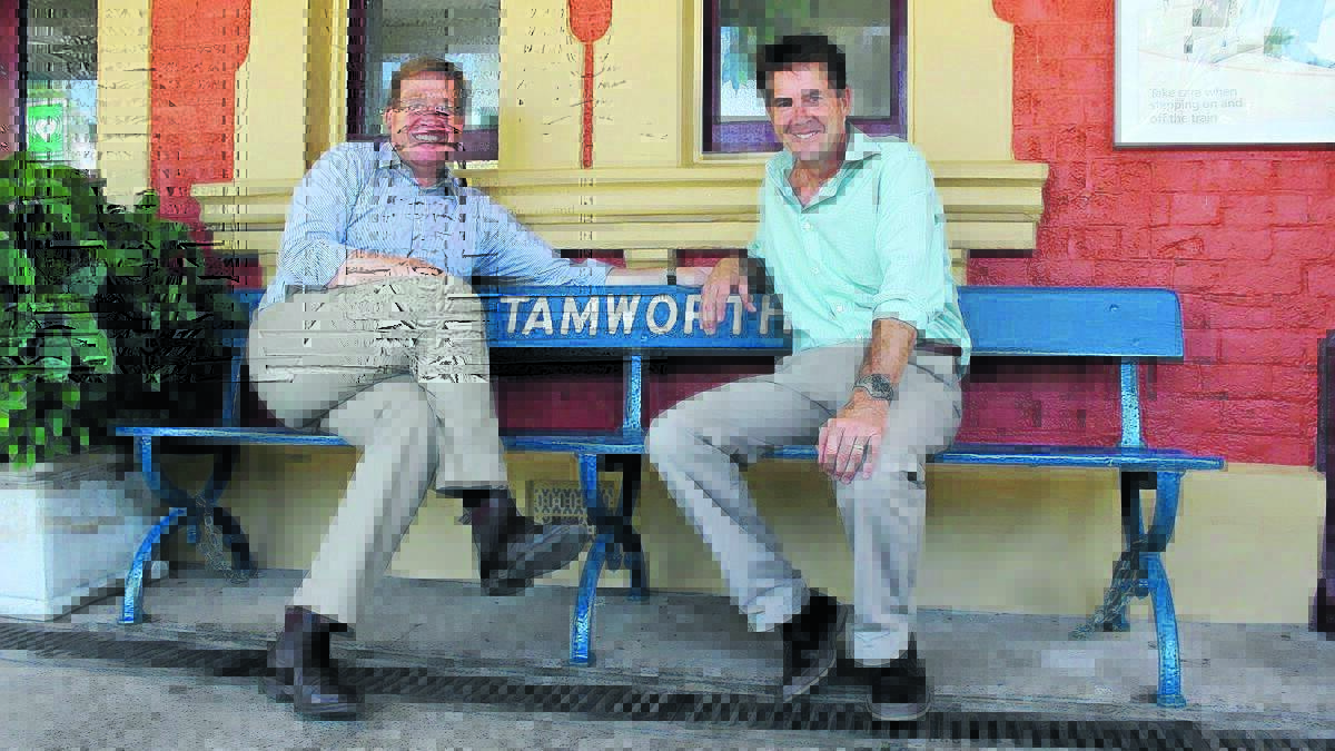 STEPPING UP TO THE PLATE: Deputy Premier Troy Grant and member for Tamworth Kevin Anderson at Tamworth Railway Station.