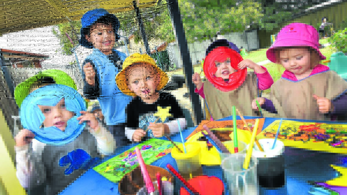 SHOWING THEIR STAR QUALITY: From left, Eddie Ashford, Fred Tyler, Jett Thorning, Katelyn Worland, Clare Salked celebrate national Family Day Care Week in Tamworth. Photo: Geoff O’Neill 030516GOA01