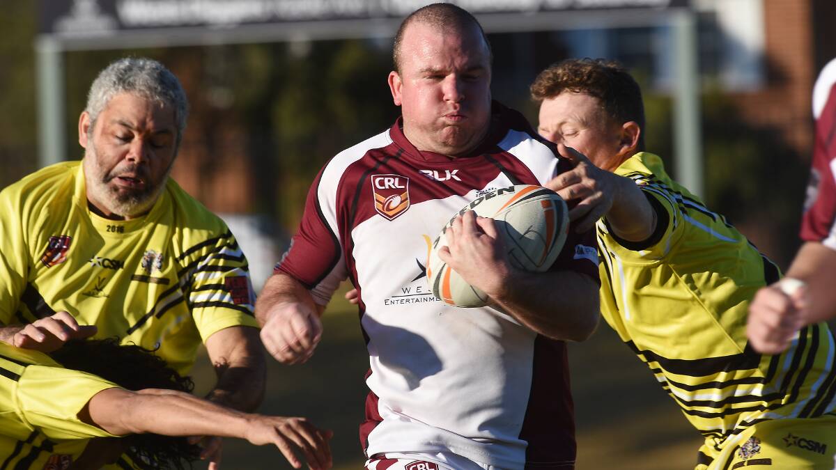 West prop Phil Beaton charges the ball up into the Diggers defence yesterday. Photo: Gareth Gardner 030716GGE21