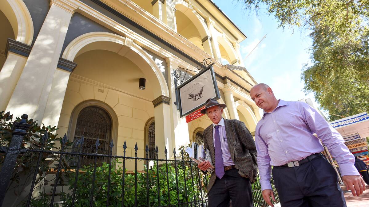 BEGINNINGS: Historian Jonathan King and heritage architect Sean Williams outside another historic landmark in Tamworth yesterday, ahead of their guest presenations at the first ever heritage festival. Photo: Gareth Gardner 280416GGA09