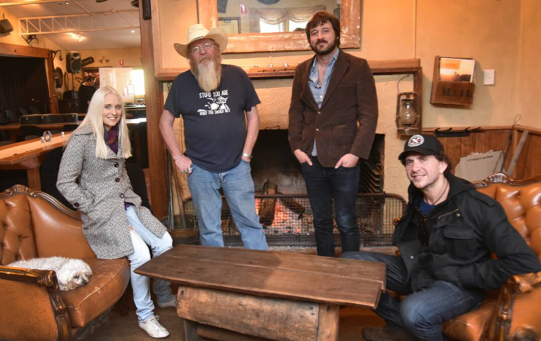 WRITING UP A STORM: Hats Off to Country Writers’ Retreat tutors, from left, Aleyce Simmonds, Allan Caswell, Lachlan Bryan and Karl Broadie at The DAG. Photo: Geoff O’Neill 020715GOB03