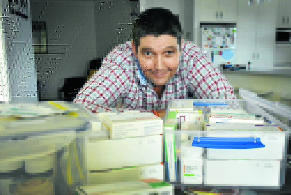 PRICELESS GIFT: Steve Gribbin said he’d been given the gift of life through a family’s generosity after receiving a liver transplant. He’s pictured here with his medication requirements. Photo: Geoff O’Neill 280416GOB002