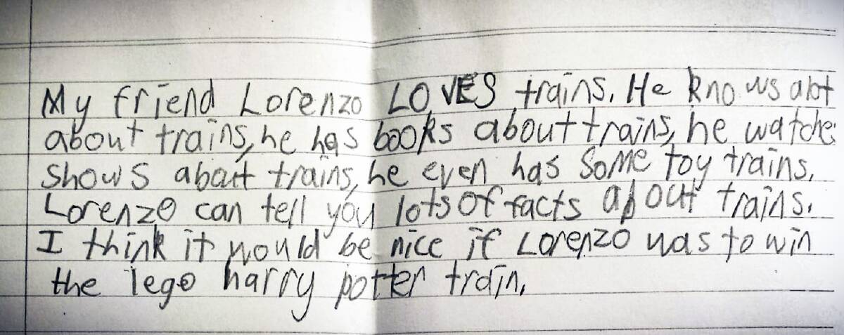 You won't believe what this local boy wrote for a Harry Potter train set