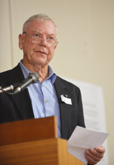 53-year Walcha resident Barry Spry presented a three-pronged presentation to Wednesday's public meeting, describing recommendations to amalgamation Walcha with Tamworth as "flawed", "unfair" and "unproductive". Photo: Barry Smith.
