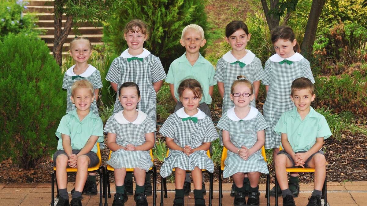 St Mary’s Campus, St Nicholas Primary School  Front from left, Flynn Thompson, Sienna Dobson, Sophie Myers, Hallie Feasey,  Will Thompson; Back row, Maddison Zell, Hannah Fahey, Bryce Clark, Georgie  Maxworthy, Lauren Cook. Photo: Geoff O’Neill 200214GOB01
