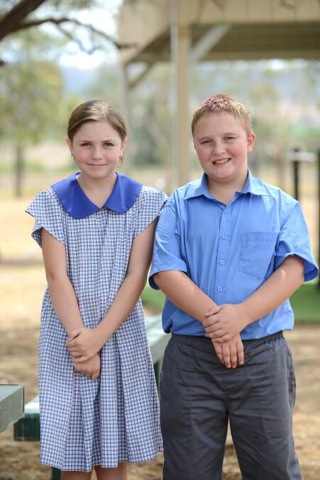 Somerton Public School  From left, Hayley Mitchell, Andrew Harrison. Photo: Barry Smith 180214BSE02
