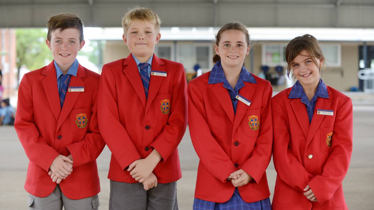 Manilla Central Public School From left, Zac McNeill, Aiden Faulks, Sophie Good, Hayley Northey. Photo: Barry Smith 180214BSH01
