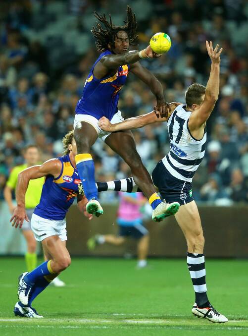 ROUND 4: The AFL match between the Geelong Cats and the West Coast Eagles at Skilled Stadium on Saturday night. Photos:Getty Images.
