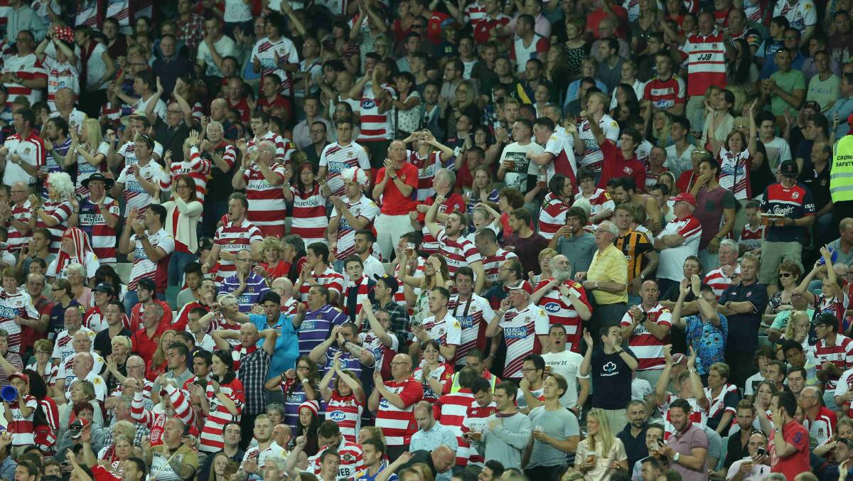 Wigan supporters at the World Club Challenge game at Allianz Stadium. Picture: Anthony Johnson