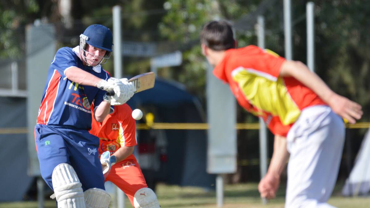 Tyson Rennie hits out for Steggles in the Tamworth Twenty20 competition earlier this year. Tomorrow he and his Bradman Cup-winning Central North 16s team-mates are chasing more success, this time against Sydney champions Mosman. Photo: Barry Smith 080116BSF06