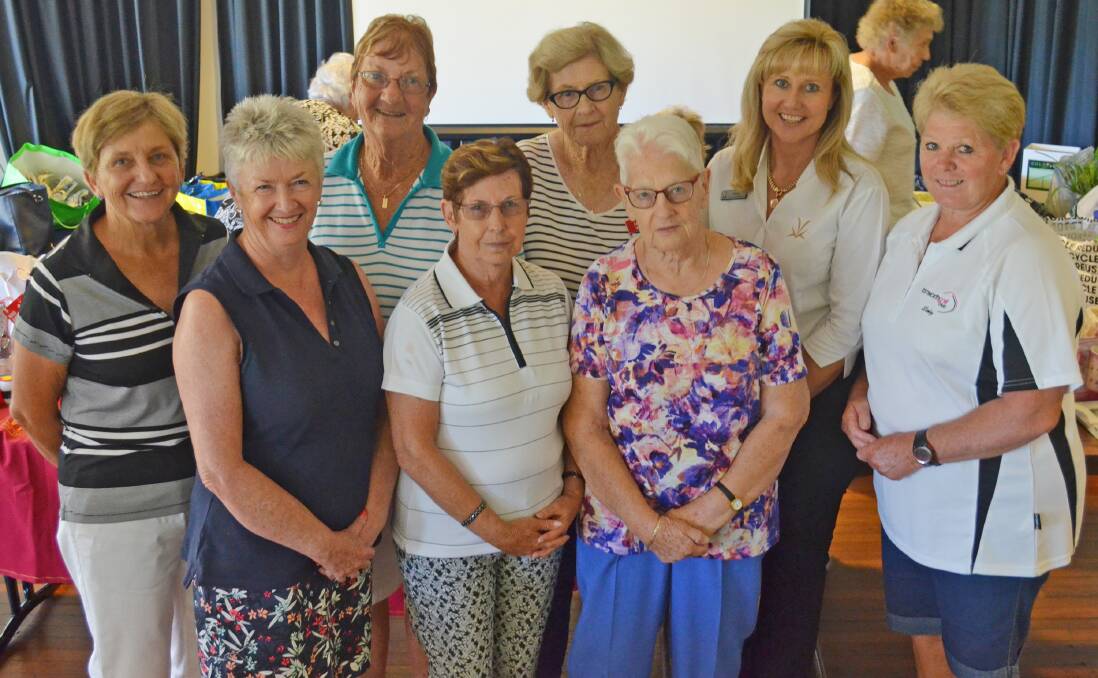 At the Hospital Golf Day on Thursday at Tamworth were (back from left) Vicki McKnight, Joan Tolman, Marie White, Carolyn Stier, Lesley Jeffriess, (front from left) Sally Hansen, Faye Hodge, and Annette Lowe. Photo: Chris Bath 110116CBA