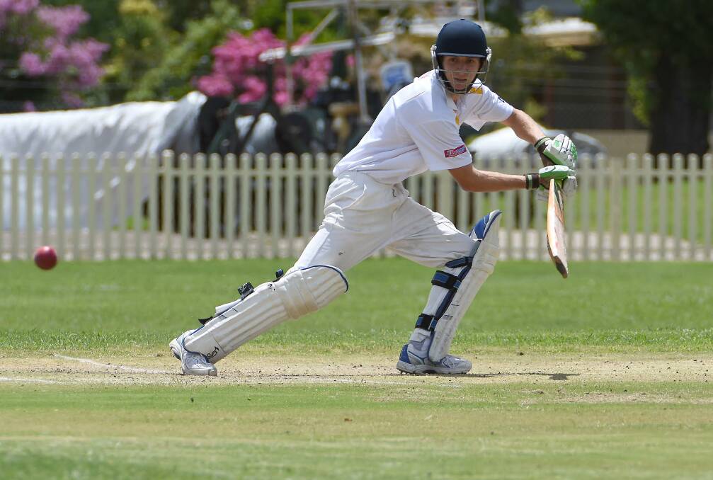 Josh Taylor glides this delivery behind point on his way to a vital 57 for his side in their 54-run win over Hillgrove in yesterday’s Armidale One Day Final. Photo:  pixonline.com.au