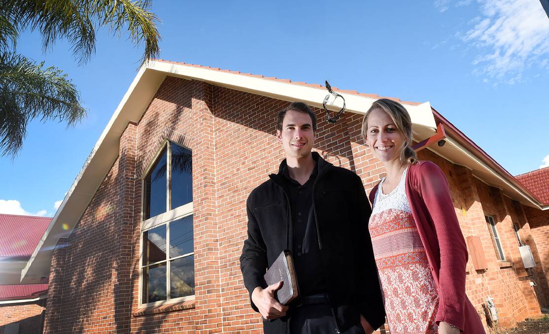 NEARLY THERE: South Tamworth Seventh Day Adventist Church Pastor Marty Thomson and his partner Tanay Parsons are excited about the reopening of the rebuilt church. Photo: Gareth Gardner 240415GGD01