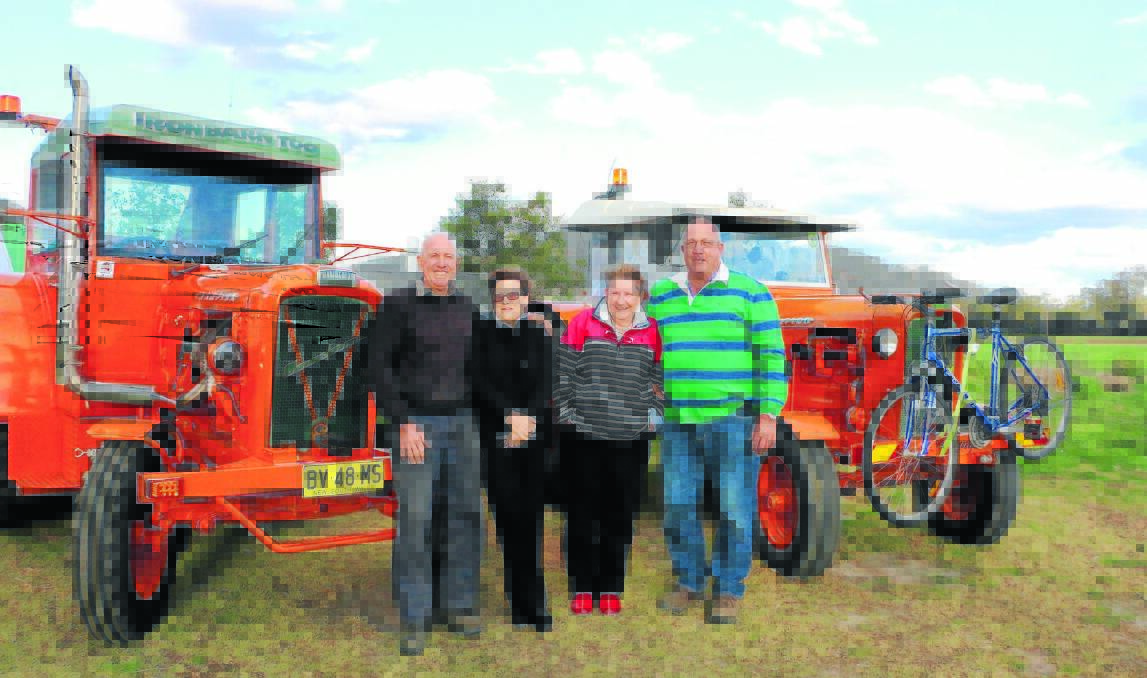 ECCENTRIC ADVENTURE: Allan and Nicolette Moss with Maree and Tony Barnett with their trusty Chamberlain tractors. 
Photo: Rebecca Belt
