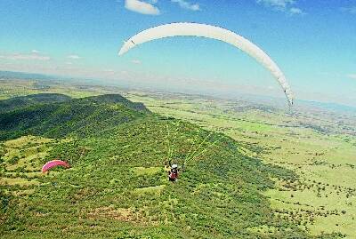 INTERNATIONAL COMPETITION ALL WEEK: The Manilla XC (cross-country) Camp 2015 paragliding competition wraps up on February 7. Visitors are welcome to view the competition as there is two-wheel-drive access up Mt Borah, Manilla. Photo: Manilla Paragliding XC Camp