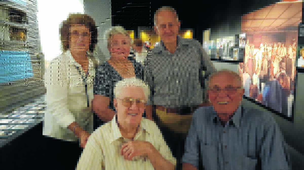 MUSEUM MEMORIES: At front, Mr Hoedown, John Minson, with Max Ellis, and back from left, Dawn Smith, Ann Minson and Noel Smith, exploring the museum. Photos: Anna Rose