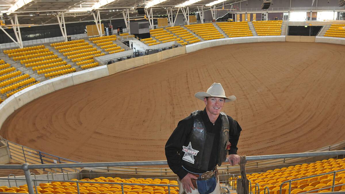 The arena might have been empty yesterday but Clancy Butler and his fellow PBR cowboys will be bucking out in front of a packed crowd in November.  Photo: Geoff O'Neill 300914GOA01