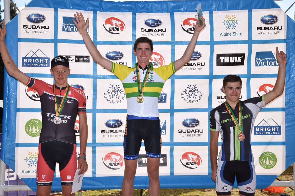 Michael Harris wears the green and gold as the national junior men’s mountain bike cross country champion