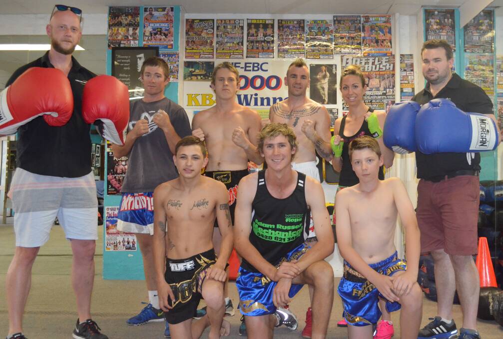 Appearing at Tamworth’s premier Pro-am boxing night will be (back from left)  Andrew Walsh, Ben Williams, Joel Collins, Ben Burrage, Sam Barnett, Nick Weir and  (front from left) Ricky Richens, Jackson Faulkner and Ethan Weir. Photo: Chris Bath 121115CBA01