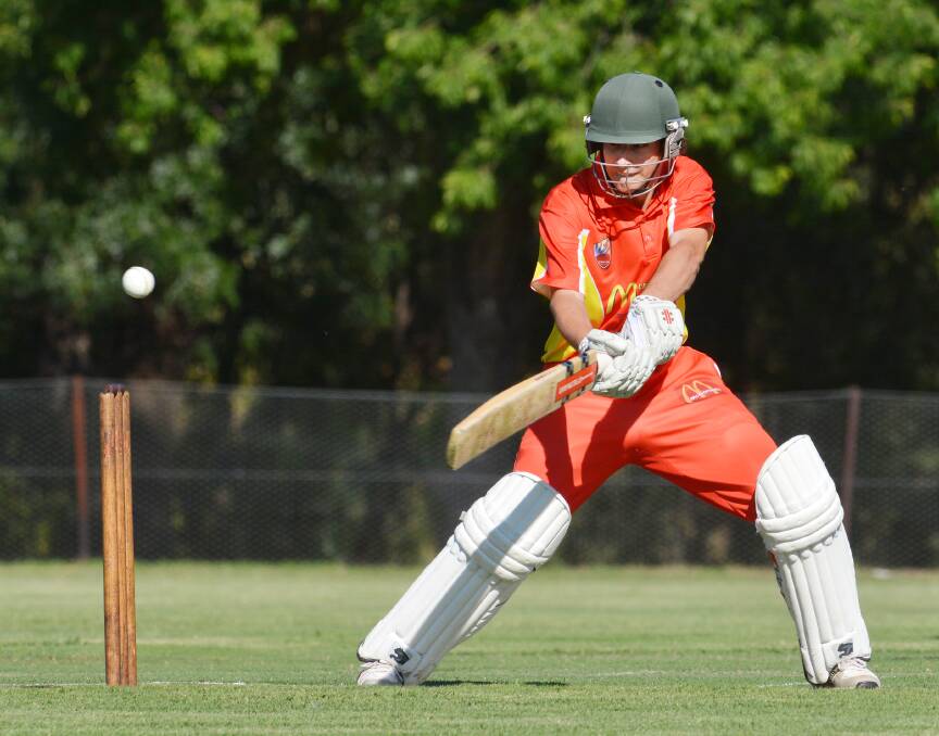 Central Zone Under 16 skipper Jye Paterson cuts this delivery during a Tamworth T20 match. Yesterday he was  spearheading a good batting effort by the Central North Zone Under 16 side in its big win over North Coast at Charlestown Oval. Photo: Barry Smith 181215BSD04