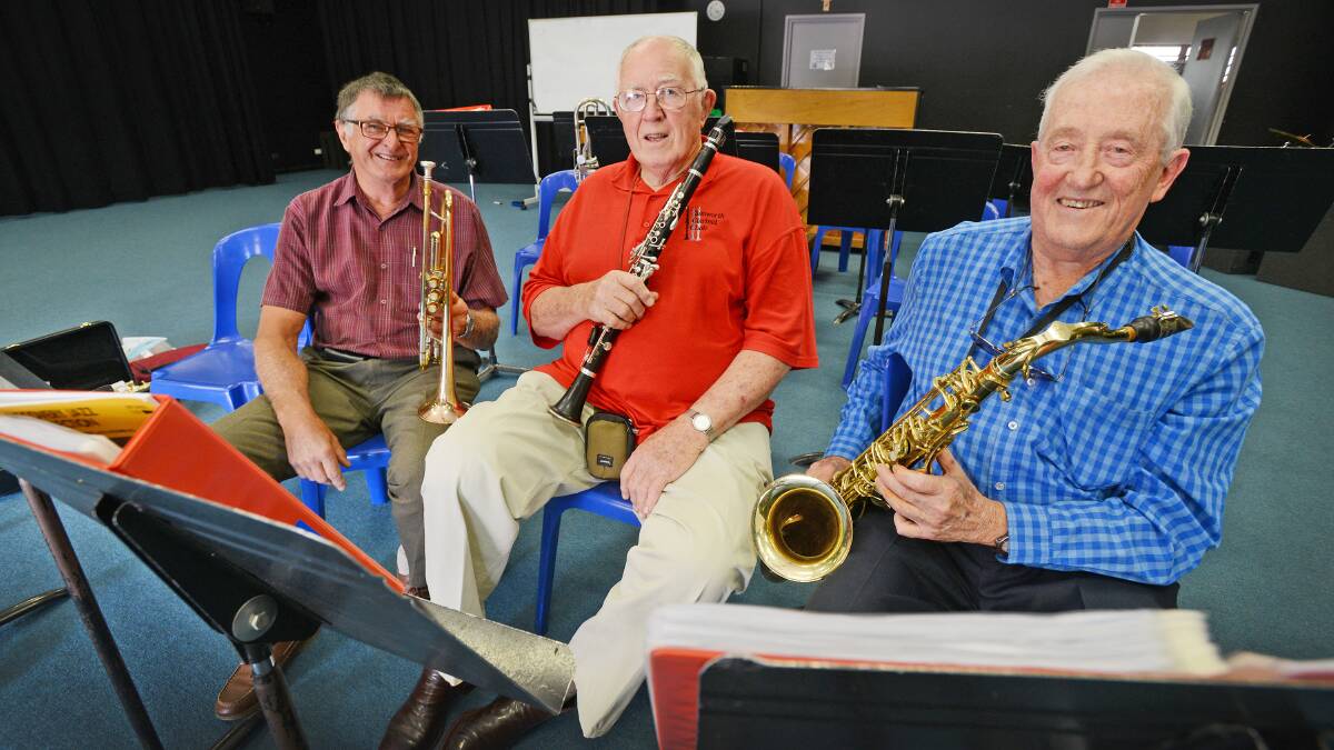 NO STRINGS, EXPERIENCE APLENTY: Ron Hartman, Bill Forrest and John Muller will play on Sunday as part of No Strings Attached. Photo: Barry Smith 071114BSC01