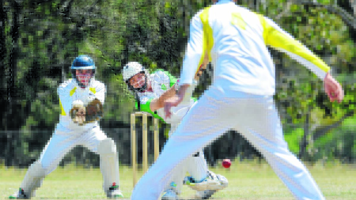 Narrabri’s Toby Linehan hits out against Farrer in yesterday’s Gleeson Shield semi-final. He made 9 but his side made just 62 and were beaten by eight wickets. 251115BSB07
