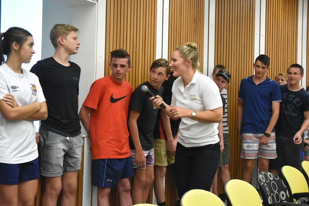Sports psychologist Marni Hietbrink works with athletes at the NIAS Growth Day at UNE.