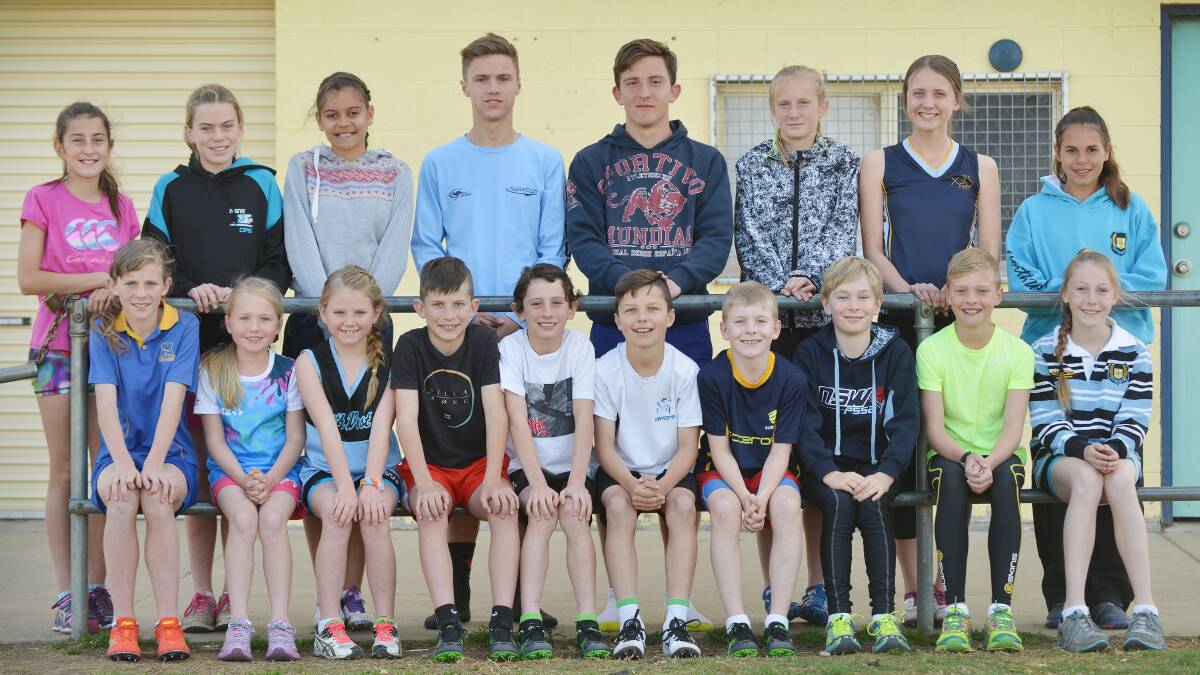 Wally Warner’s runners are ready for various state championships over the coming weeks starting with the CHS Championships in Sydney this week. (Front from left)  Emma James, Jessica Martin, Rachel Barnes, Leif Dietrich, Zac 
Whalan, Ben Chick, Noah Hooley, Lachlan Rasmussen, Max Rumble and Bridey O’Neil. (Back from left) Paige Levingston, Daisy George, Aalinyah Smith, Sam Ellicott, Lachlan Wheeler, Jessica James, Annie Foth and Shanti Kennedy.  Absent: Adam Williams, Juanita Cooper, Melanie Young, Angus Richards and Georgie Burns. Photo: Barry Smith 310815BSF02