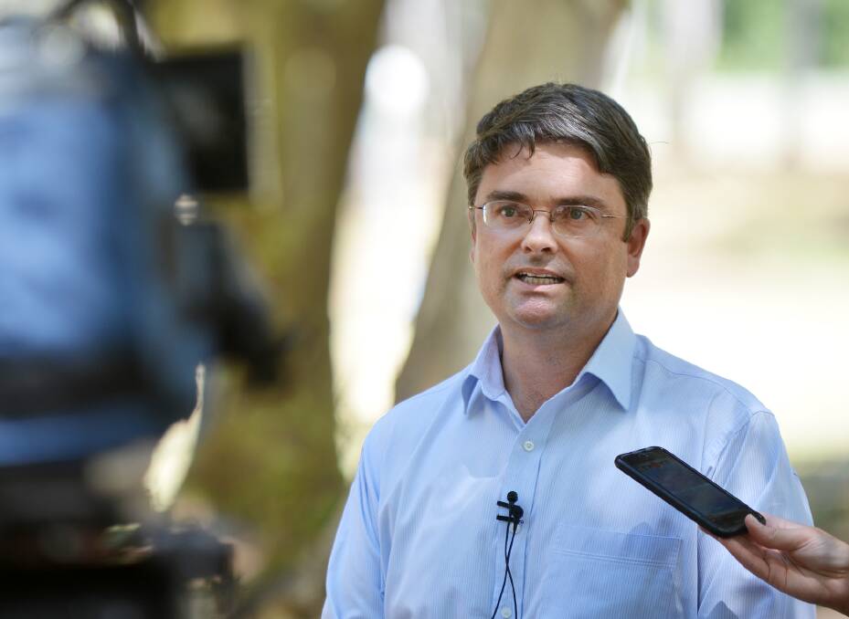 WAITING GAME: Peter Thomson, from Tamworth Regional Council, speaks to the media yesterday about the latest on the Woolomin water contamination crisis. 020316BSC01